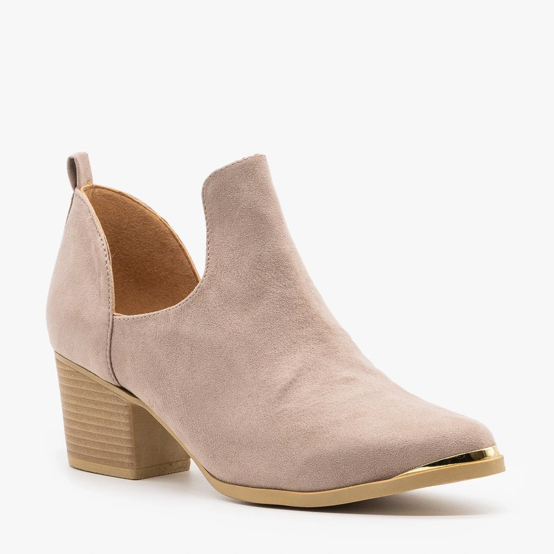 Qupid Shoes Modern Gold Toe Accent Booties Newest Arrivals 2 Qupid Shoes Modern Gold Toe Accent Booties Newest Arrivals