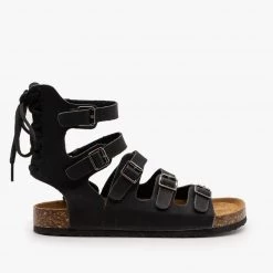 Forever Monochrome Buckled Cork Sandal