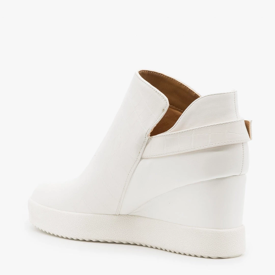 Qupid Shoes Newest Arrivals Monochrome Crocodile Sneaker Wedges 3 Qupid Shoes Newest Arrivals Monochrome Crocodile Sneaker Wedges