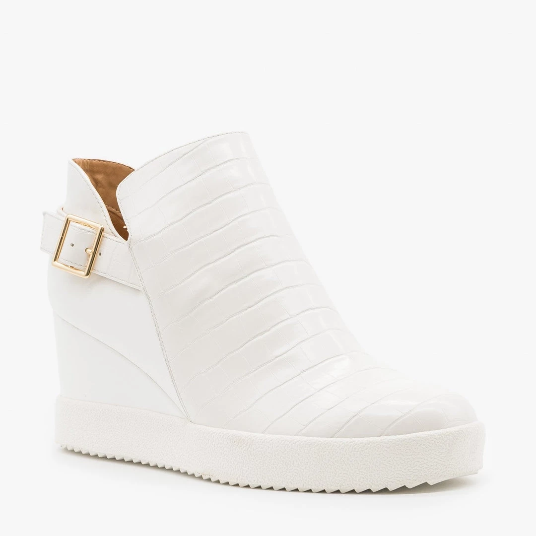 Qupid Shoes Newest Arrivals Monochrome Crocodile Sneaker Wedges 2 Qupid Shoes Newest Arrivals Monochrome Crocodile Sneaker Wedges