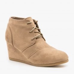 Lovmark Newest Arrivals Monochrome Wedge Heel Laced Booties