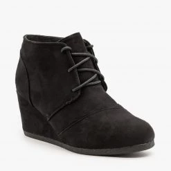 Lovmark Newest Arrivals Monochrome Wedge Heel Laced Booties