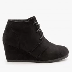Lovmark Newest Arrivals Monochrome Wedge Heel Laced Booties