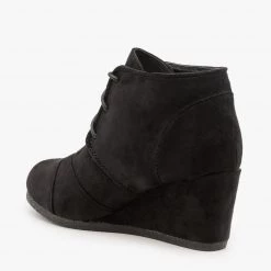 Lovmark Newest Arrivals Monochrome Wedge Heel Laced Booties