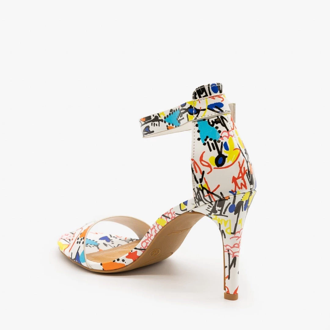 Anne Michelle Splatter Ankle Strap High Heels 2 Anne Michelle Splatter Ankle Strap High Heels