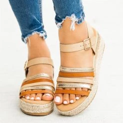 Bamboo Shoes Multi-Toned Caged Espadrille Sandal Wedges Newest Arrivals