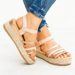 Bamboo Shoes Multi-Toned Caged Espadrille Sandal Wedges Newest Arrivals