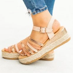 Bamboo Shoes Multi-Toned Caged Espadrille Sandal Wedges Newest Arrivals