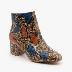 Bamboo Shoes Multi-Toned Snake Ankle Booties