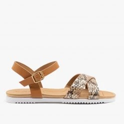 Anna Shoes Newest Arrivals Natural Snake Slingback Sandals