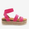 Anna Shoes Neon Elastic Cork Espadrille Flatforms