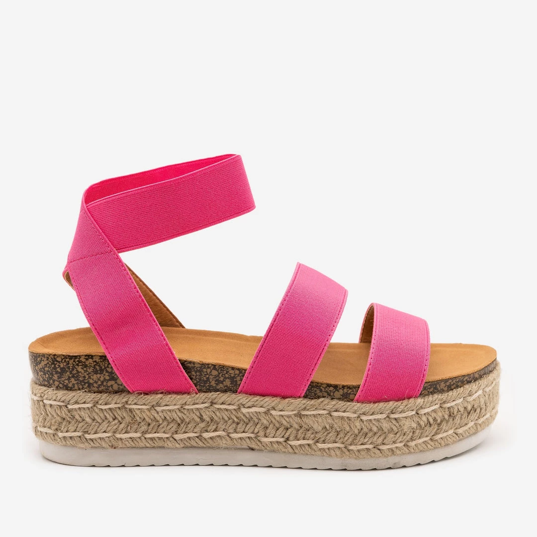 Anna Shoes Neon Elastic Cork Espadrille Flatforms 1 Anna Shoes Neon Elastic Cork Espadrille Flatforms
