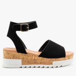 Top Moda Neutral Cork Wedge Sandals