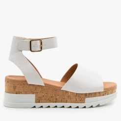 Top Moda Neutral Cork Wedge Sandals