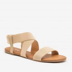 Anna Shoes Neutral Elastic Band Sandals Newest Arrivals