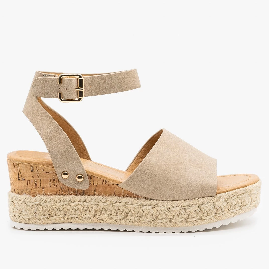 DbDk Fashion Neutral Espadrille Wedge Sandals 1 DbDk Fashion Neutral Espadrille Wedge Sandals