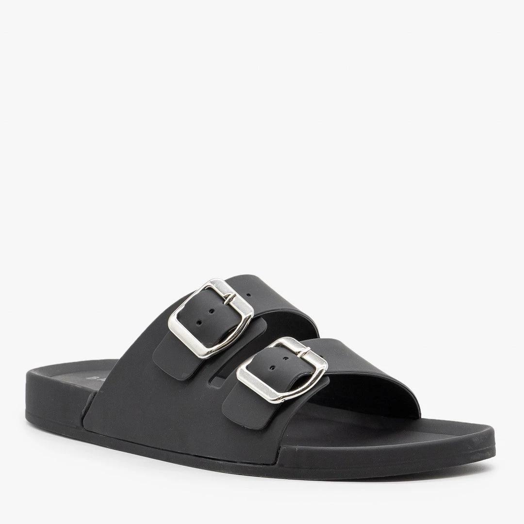 Bamboo Shoes Opaque Double Buckle Jelly Slides 11 Bamboo Shoes Opaque Double Buckle Jelly Slides