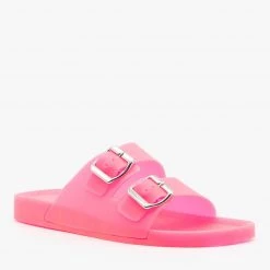 Bamboo Shoes Opaque Double Buckle Jelly Slides 17 Bamboo Shoes Opaque Double Buckle Jelly Slides