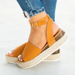 Soho Girls Newest Arrivals Open-Toed Espadrille Flatform Sandal Wedges