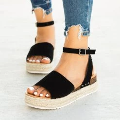 Soho Girls Newest Arrivals Open-Toed Espadrille Flatform Sandal Wedges