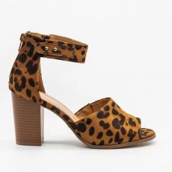 Refresh Open-Toed Studded Chunky Heels