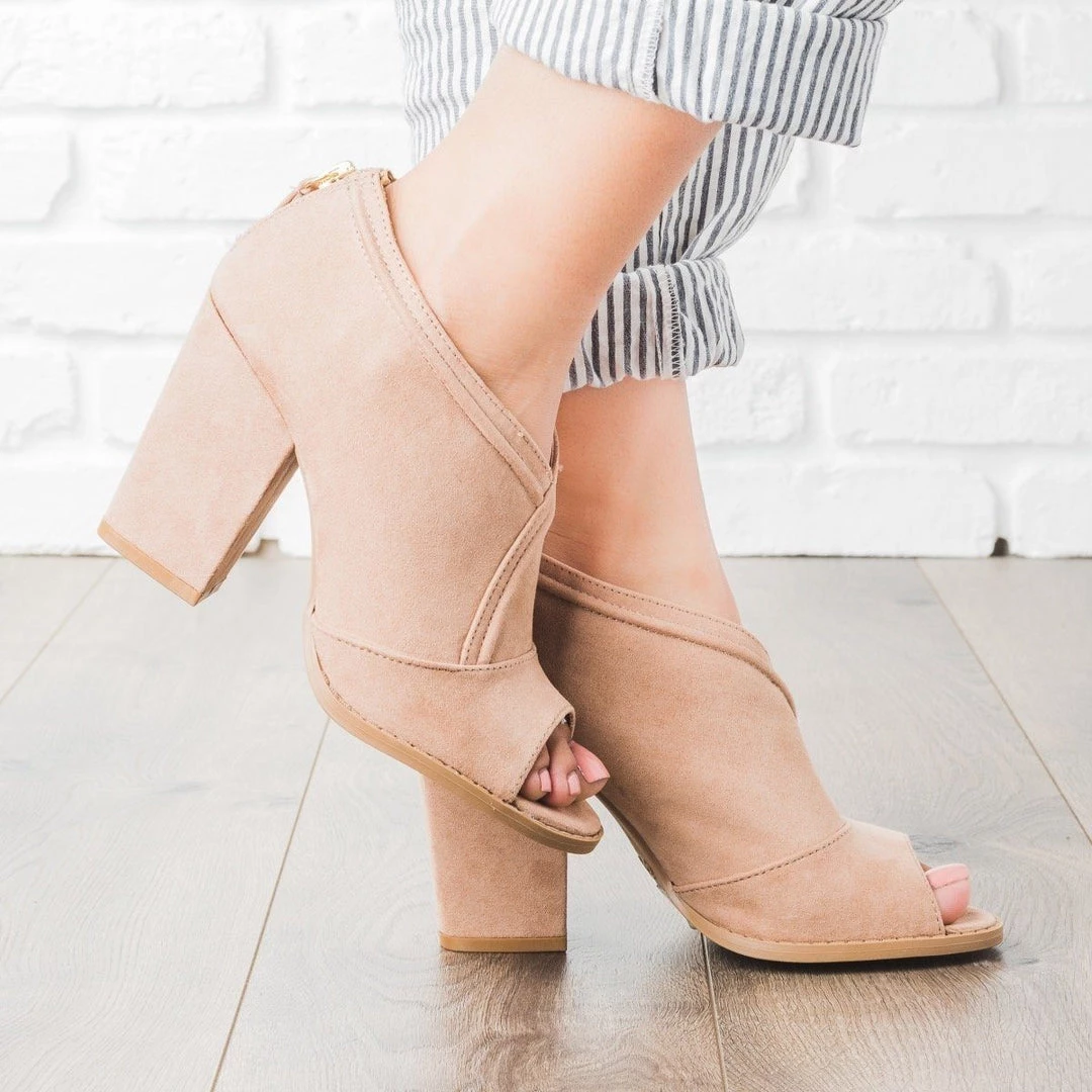 Qupid Shoes Newest Arrivals Overlap Peep Toe Heel Booties 2 Qupid Shoes Newest Arrivals Overlap Peep Toe Heel Booties