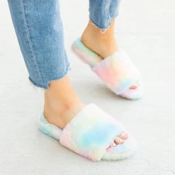 Forever Newest Arrivals Pastel Faux Fur Slides