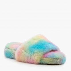 Forever Newest Arrivals Pastel Faux Fur Slides