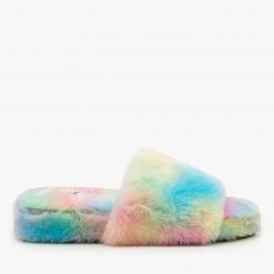 Forever Newest Arrivals Pastel Faux Fur Slides
