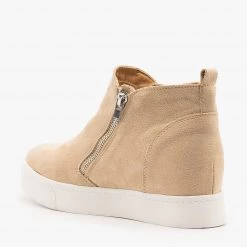 Soda Shoes Pastel Zippered Wedge Fashion Sneakers Newest Arrivals