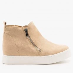 Soda Shoes Pastel Zippered Wedge Fashion Sneakers Newest Arrivals