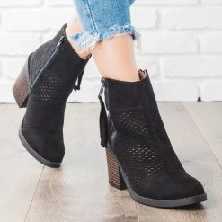 Soda Shoes Patchwork Chunky Heel Booties Newest Arrivals