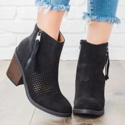 Soda Shoes Patchwork Chunky Heel Booties Newest Arrivals
