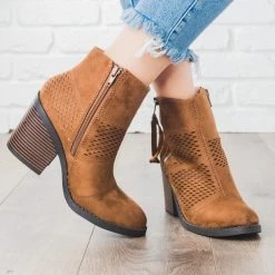 Soda Shoes Patchwork Chunky Heel Booties Newest Arrivals