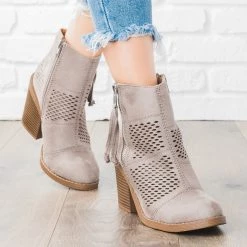 Soda Shoes Patchwork Chunky Heel Booties Newest Arrivals