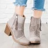 Soda Shoes Patchwork Chunky Heel Booties Newest Arrivals