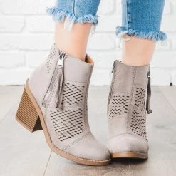 Soda Shoes Patchwork Chunky Heel Booties Newest Arrivals