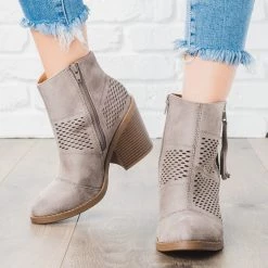 Soda Shoes Patchwork Chunky Heel Booties Newest Arrivals