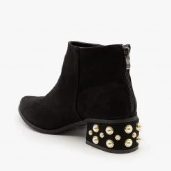 ML Shoes Newest Arrivals Pearl Studded Ankle Booties FINAL SALE