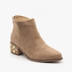 ML Shoes Newest Arrivals Pearl Studded Ankle Booties FINAL SALE