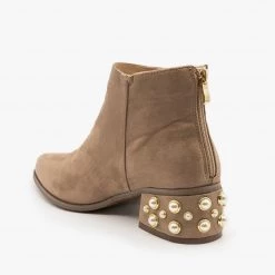 ML Shoes Newest Arrivals Pearl Studded Ankle Booties FINAL SALE
