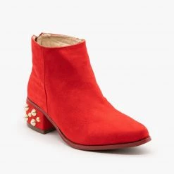 ML Shoes Newest Arrivals Pearl Studded Ankle Booties FINAL SALE