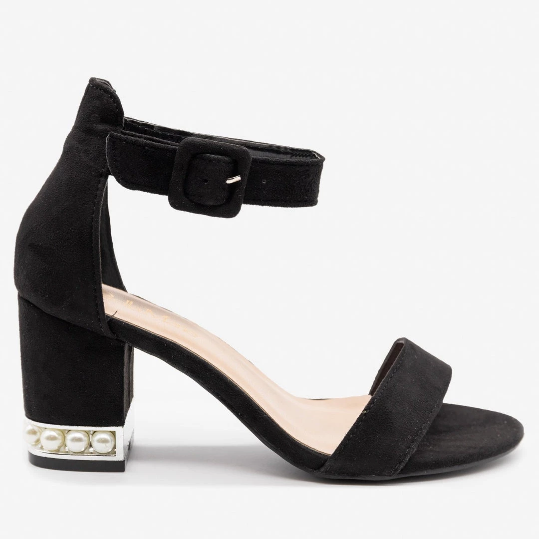 Bella Marie Pearl Studded Chunky Heels 2 Bella Marie Pearl Studded Chunky Heels