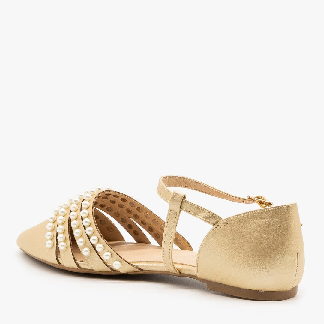 Refresh Pearl Studded Strappy D'Orsay Flats 3 Refresh Pearl Studded Strappy D'Orsay Flats