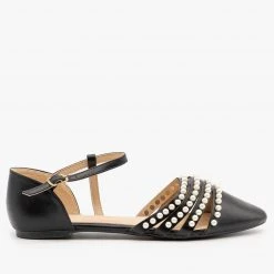 Refresh Pearl Studded Strappy D'Orsay Flats 9 Refresh Pearl Studded Strappy D'Orsay Flats
