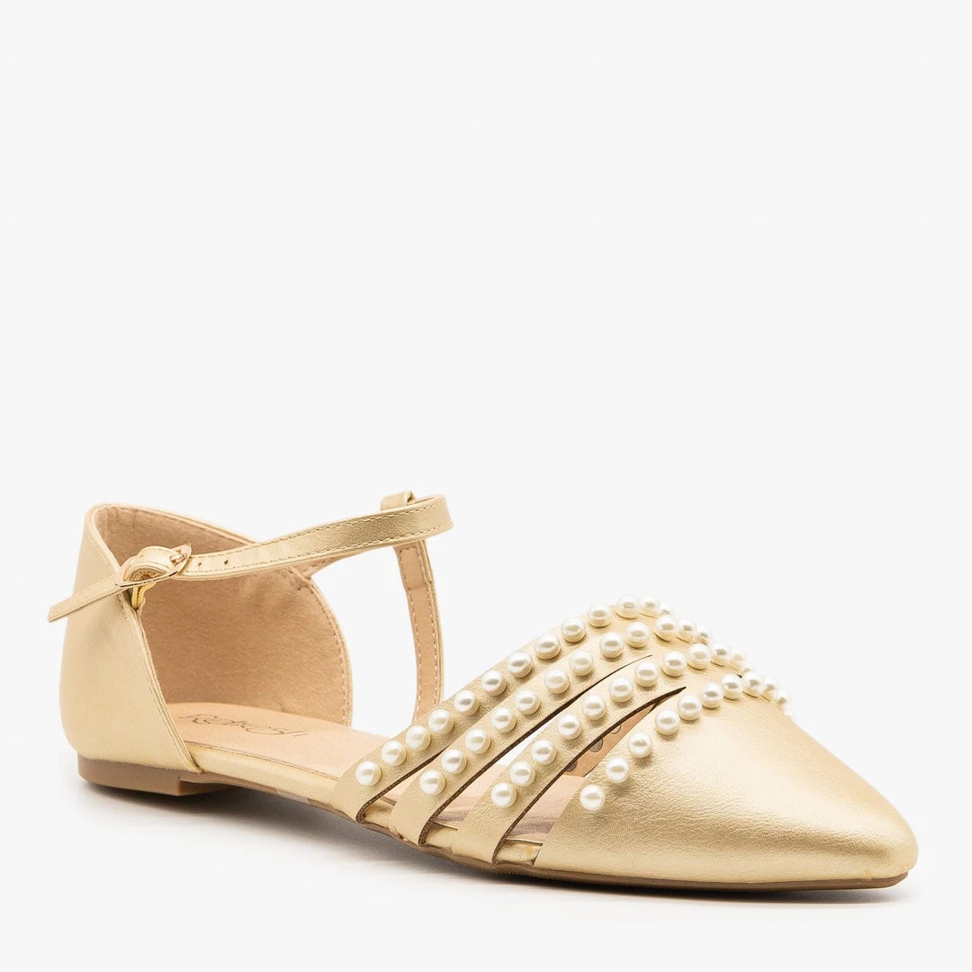 Refresh Pearl Studded Strappy D'Orsay Flats 2 Refresh Pearl Studded Strappy D'Orsay Flats