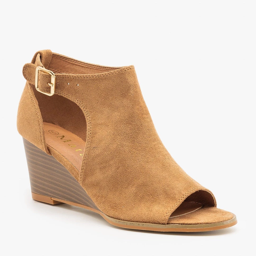 Mata Newest Arrivals Peep-Toe Cutout Bootie Wedges 6 Mata Newest Arrivals Peep-Toe Cutout Bootie Wedges