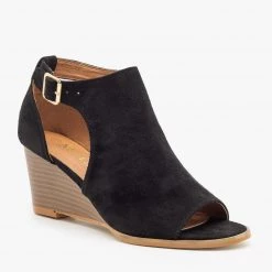 Mata Newest Arrivals Peep-Toe Cutout Bootie Wedges 17 Mata Newest Arrivals Peep-Toe Cutout Bootie Wedges