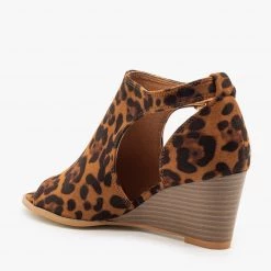 Mata Newest Arrivals Peep-Toe Cutout Bootie Wedges