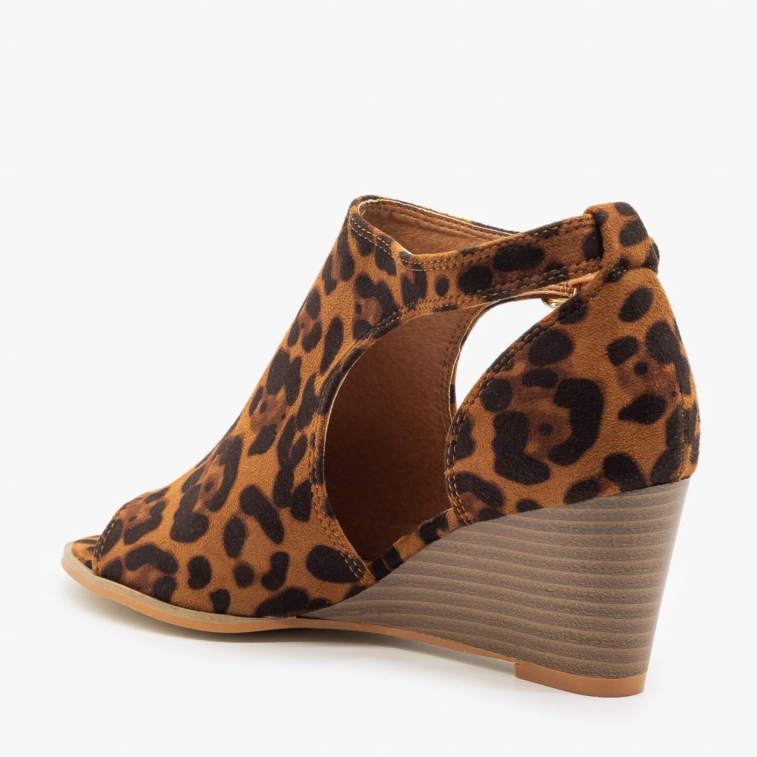 Mata Newest Arrivals Peep-Toe Cutout Bootie Wedges 2 Mata Newest Arrivals Peep-Toe Cutout Bootie Wedges